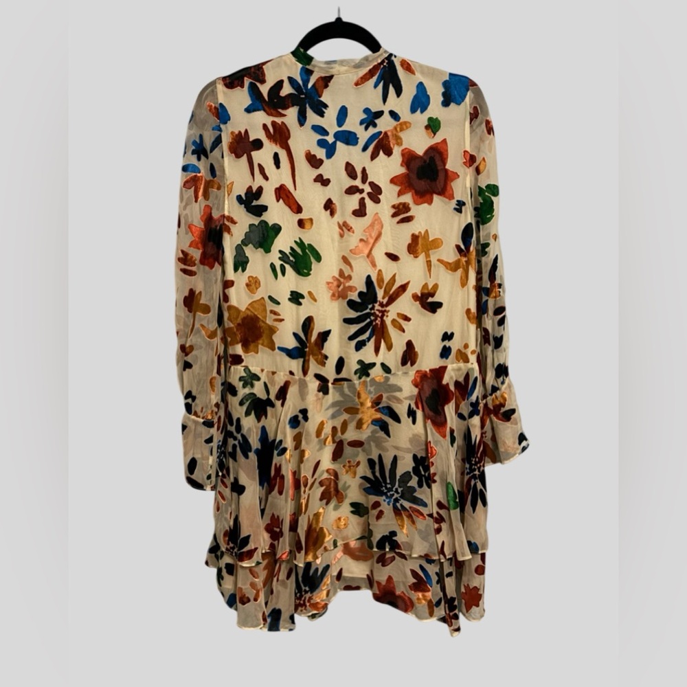 Alice + Olivia Burnout Velvet Floral Sheer Mini Dress | Size Small - Picture 2 of 6